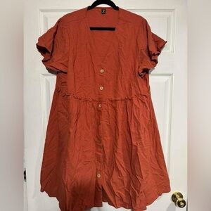 SHEIN Rust Button-Down Dress